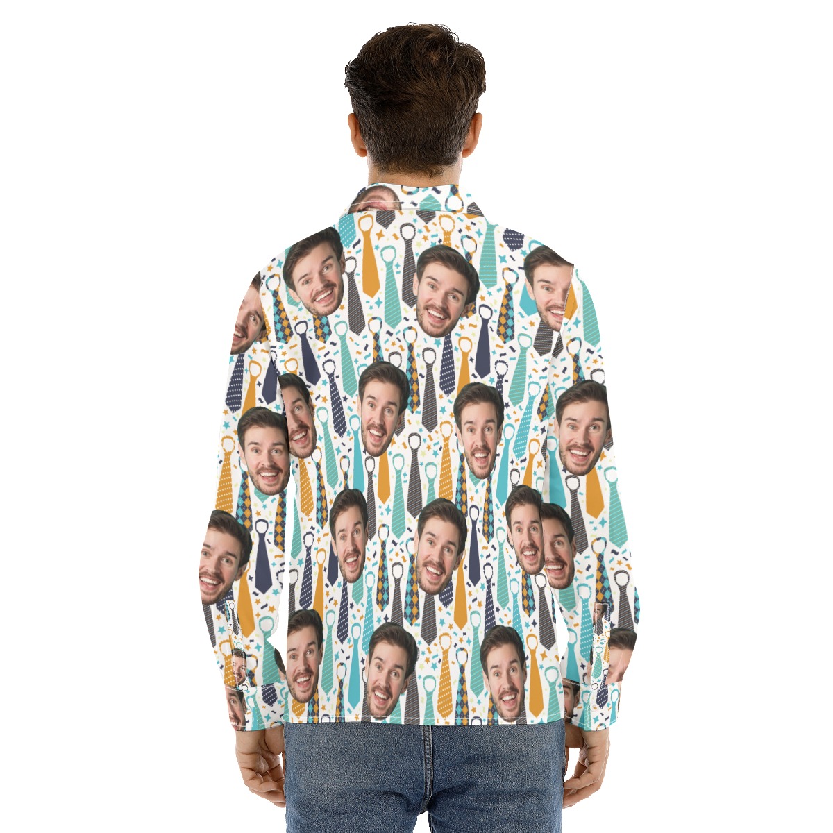 Happy Father's Day Custom Face Hawaiian Long Sleeve Shirt