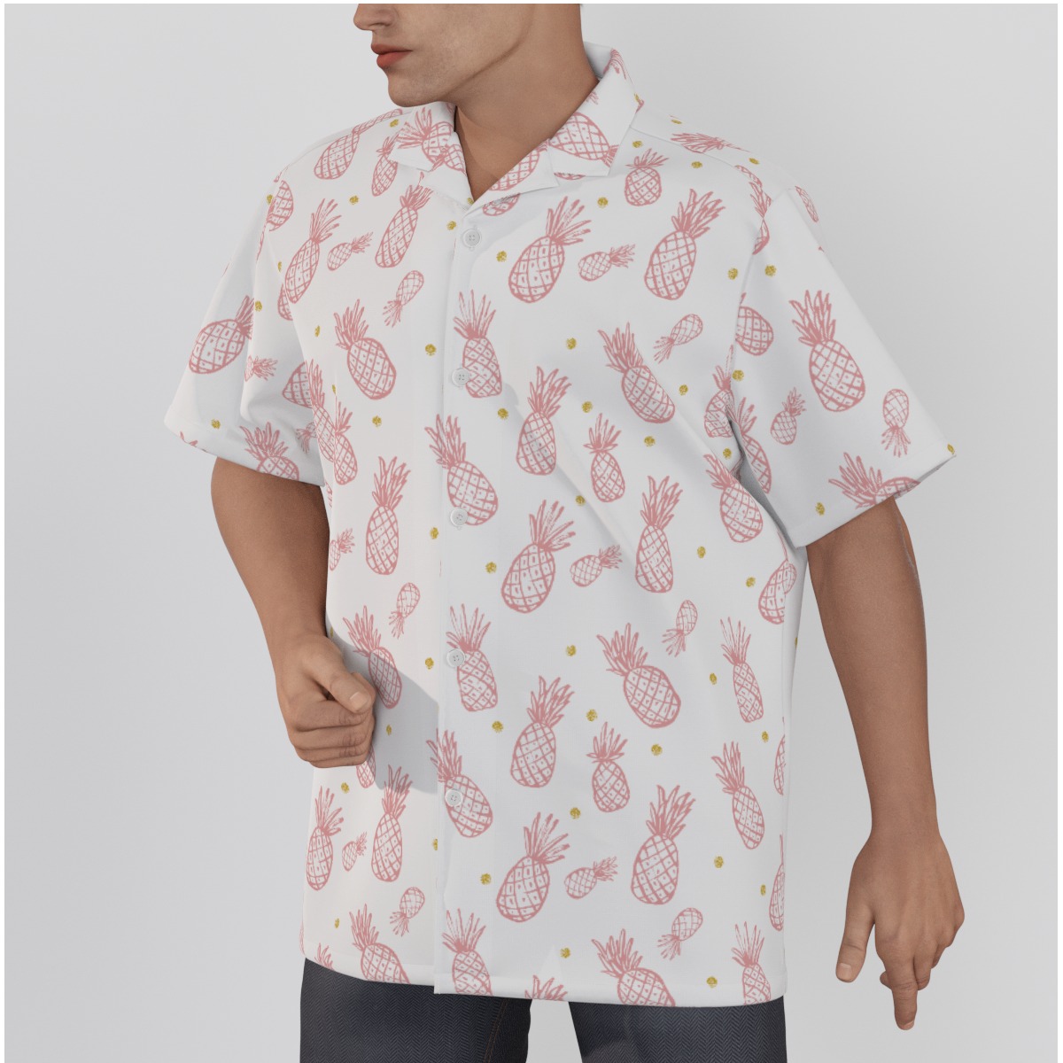 Pineapple Hawaiian Cotton Shirt For Men