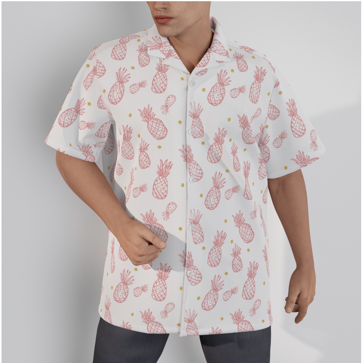 Pineapple Hawaiian Cotton Shirt For Men