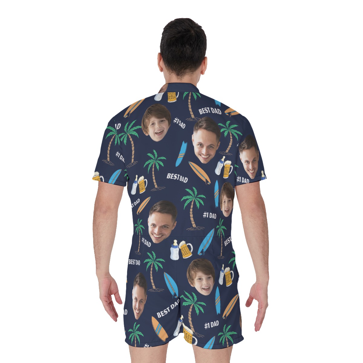 Funny Custom Face Father And Kid Hawaiian Romper