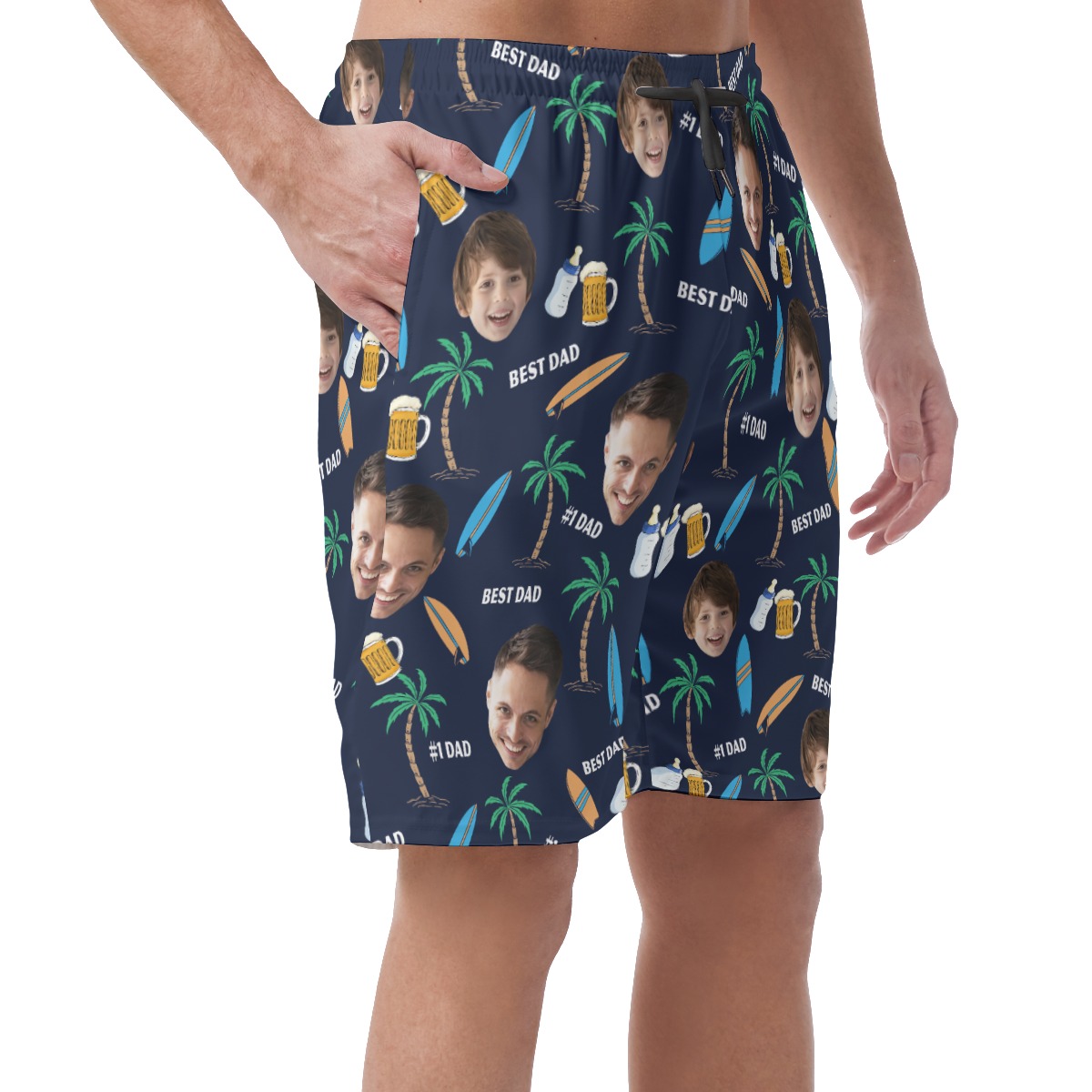 Custom Face #1 Dad Hawaiian Beach Shorts