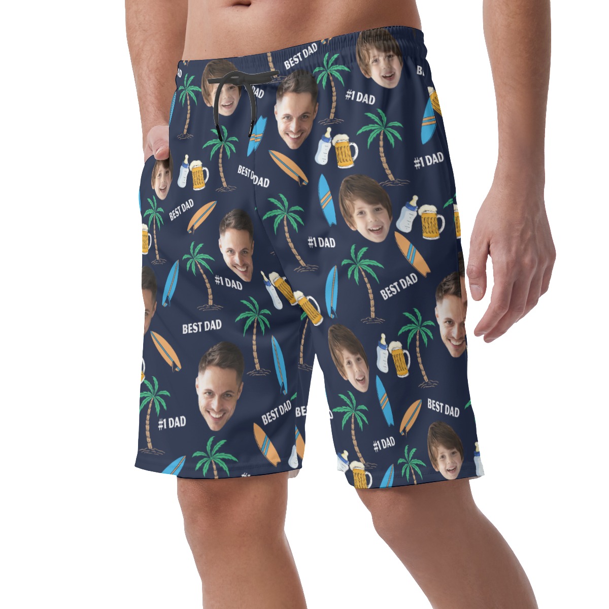 Custom Face #1 Dad Hawaiian Beach Shorts