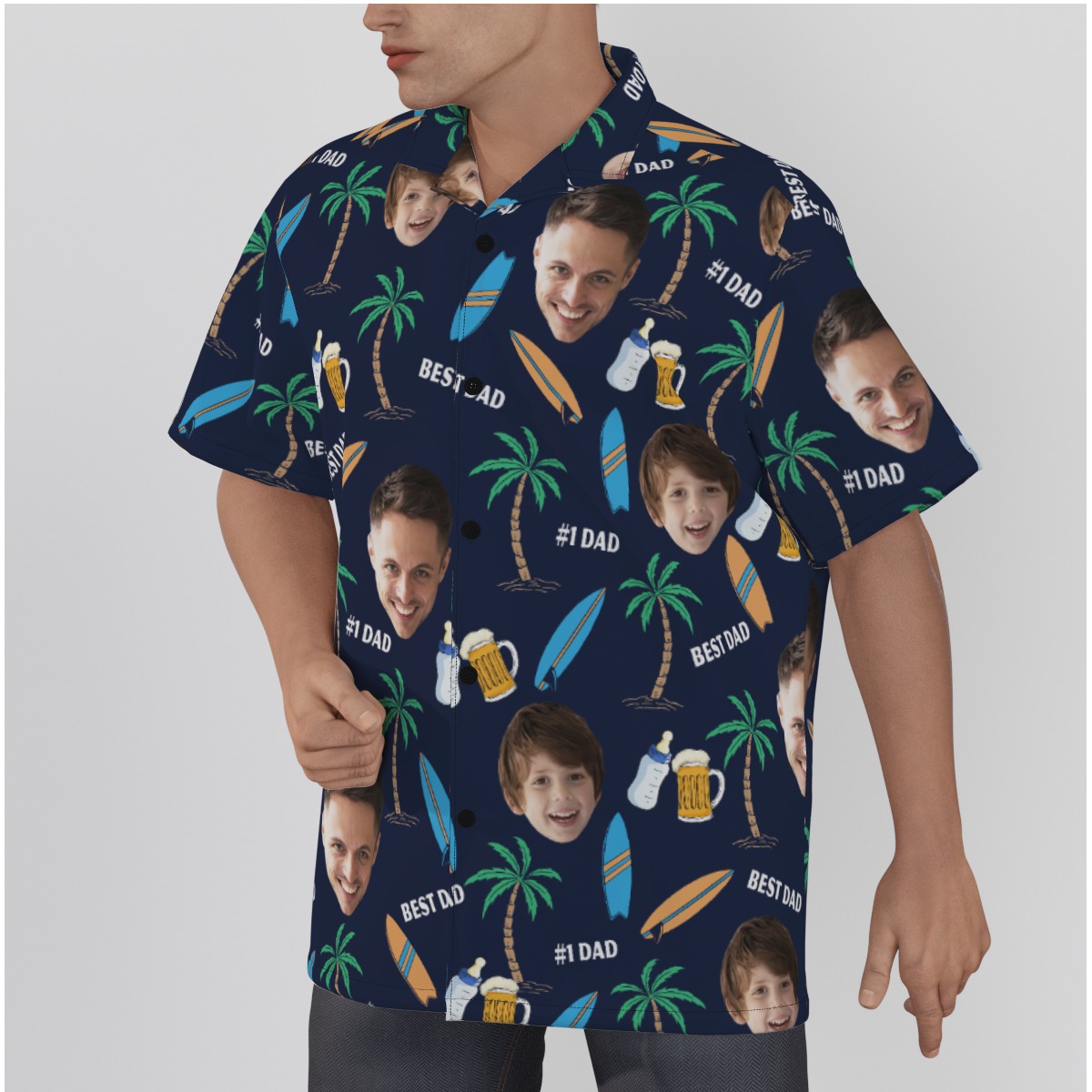 #1 Dad Custom Face Hawaiian Shirt
