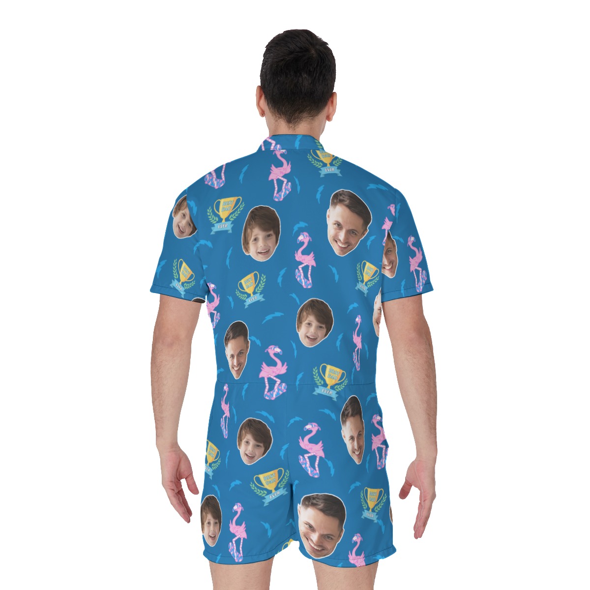 Funny Custom Face Father And Kids Hawaiian Romper