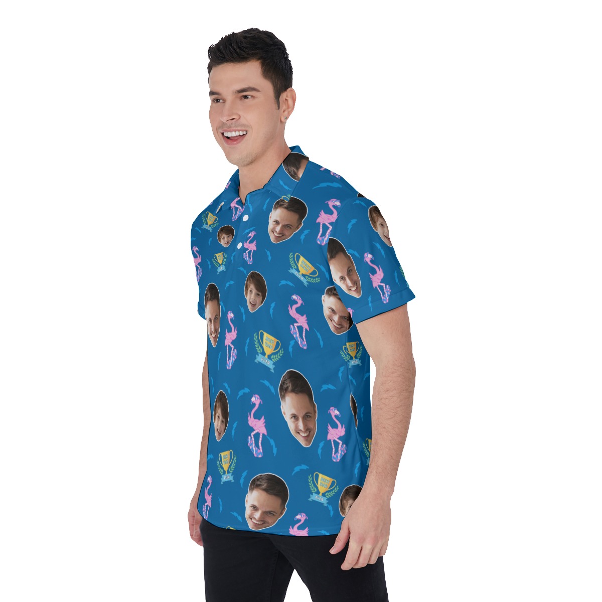Funny Custom Face Father's Day Hawaiian Polo Shirt