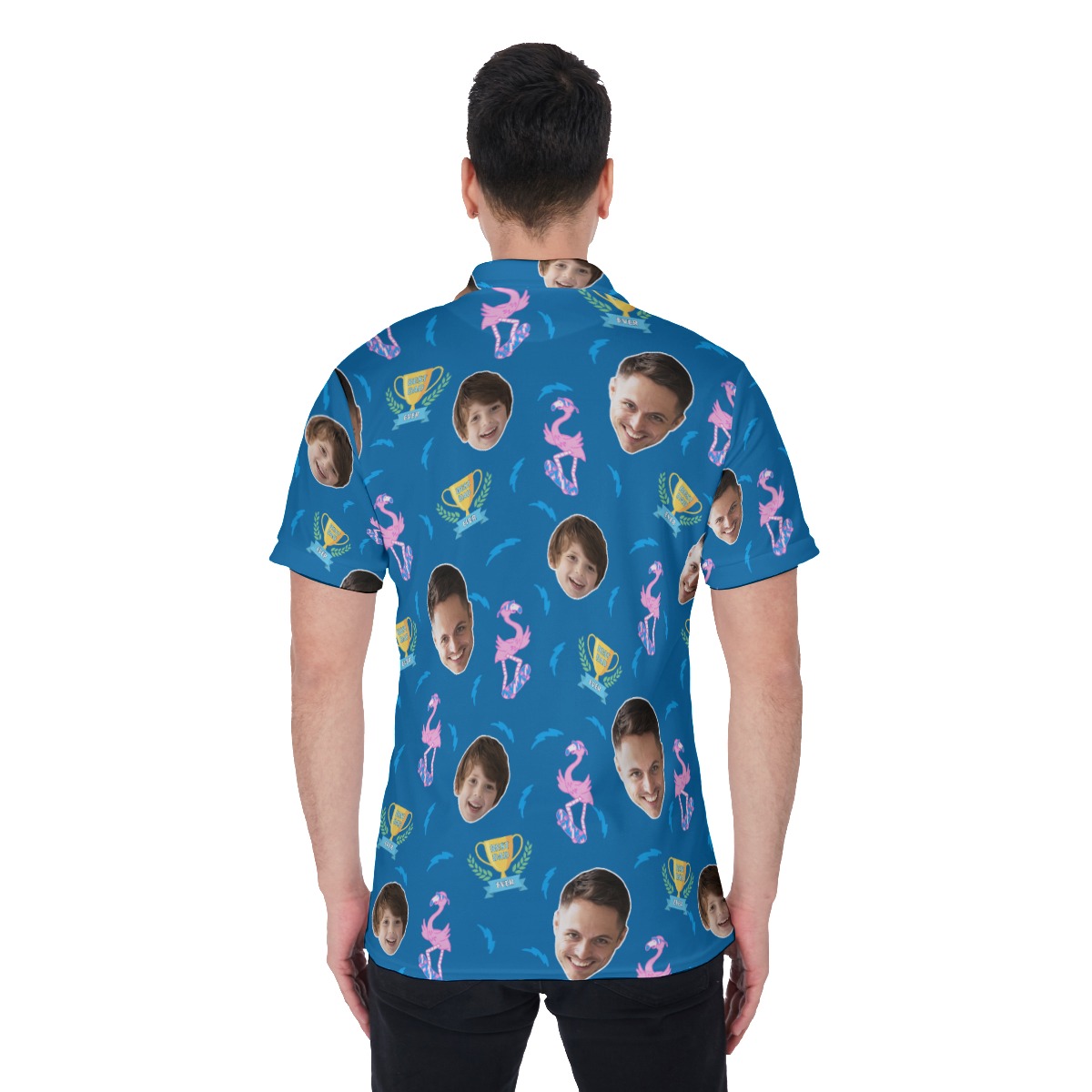 Funny Custom Face Father's Day Hawaiian Polo Shirt