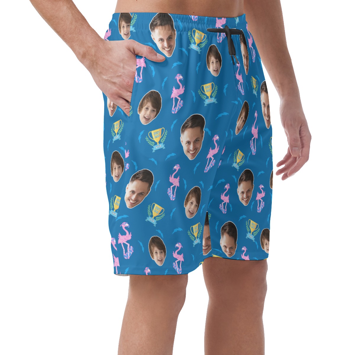 Best Dad Ever Custom Face Hawaiian Beach Shorts For Men