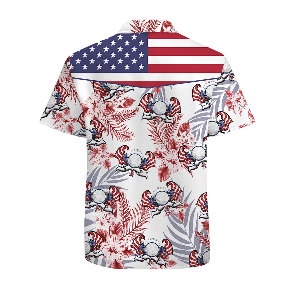 American Flag Hawaiian Golf Shirt Cotton For Men