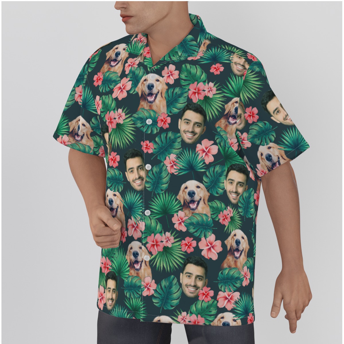 Floral Custom Hawaiian Shirt With Faces