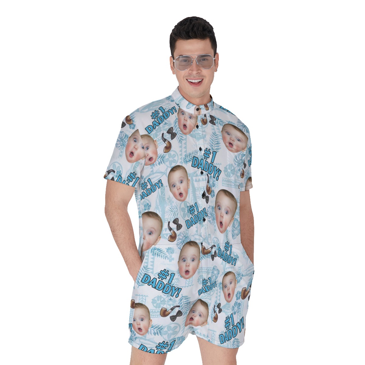 Funny Custom Face #1 Dad Hawaiian Romper - variant image 1