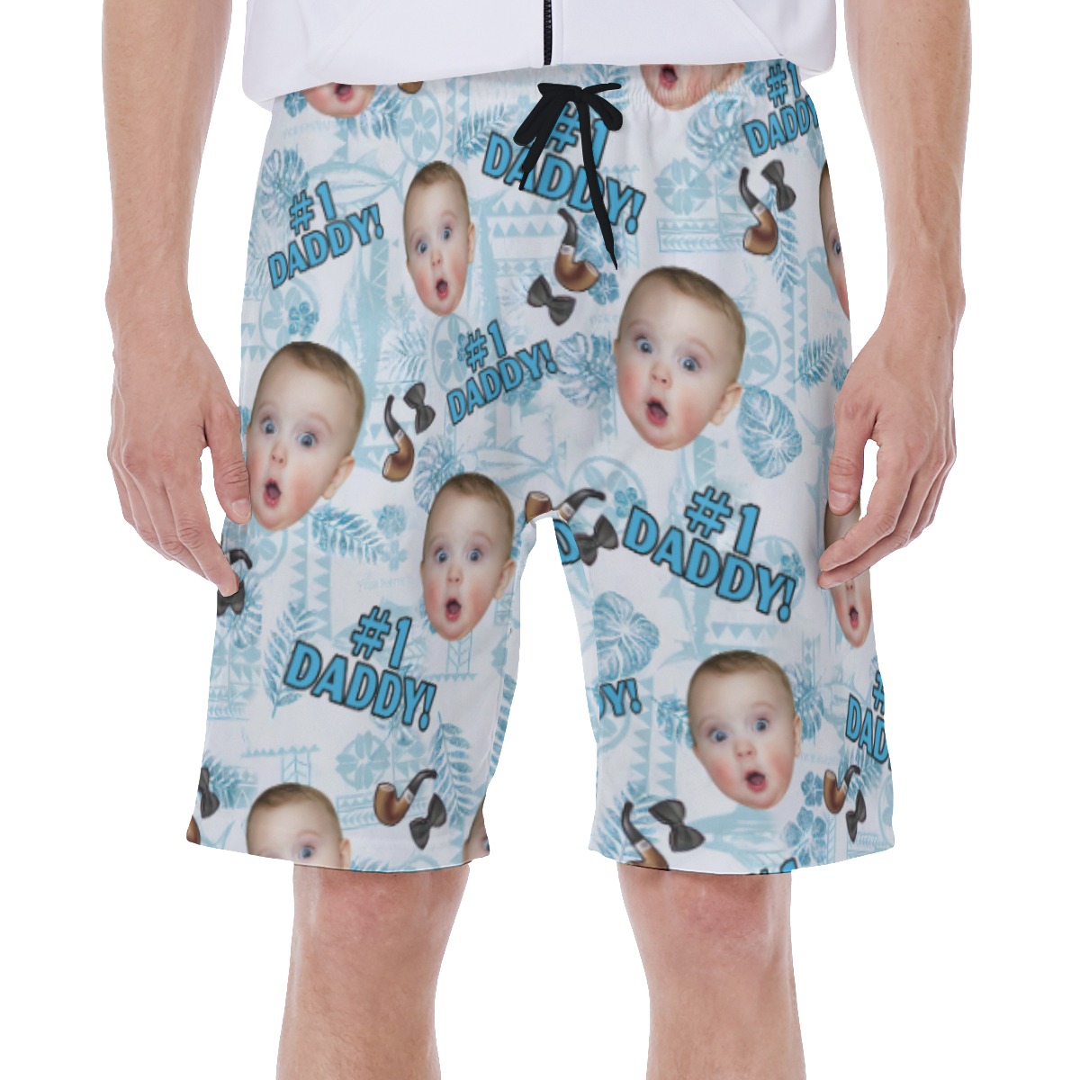 Custom Face Happy Father's Day Hawaiian Swim Trunks For Men - variant image 1