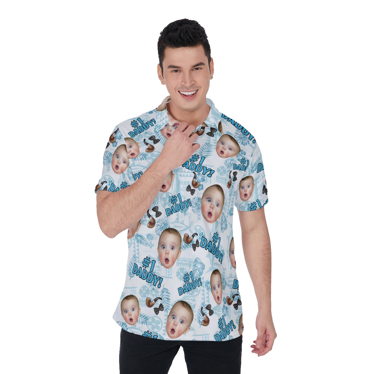 Custom Face Number 1 Dad Hawaiian Polo Shirt For Men - variant image 1