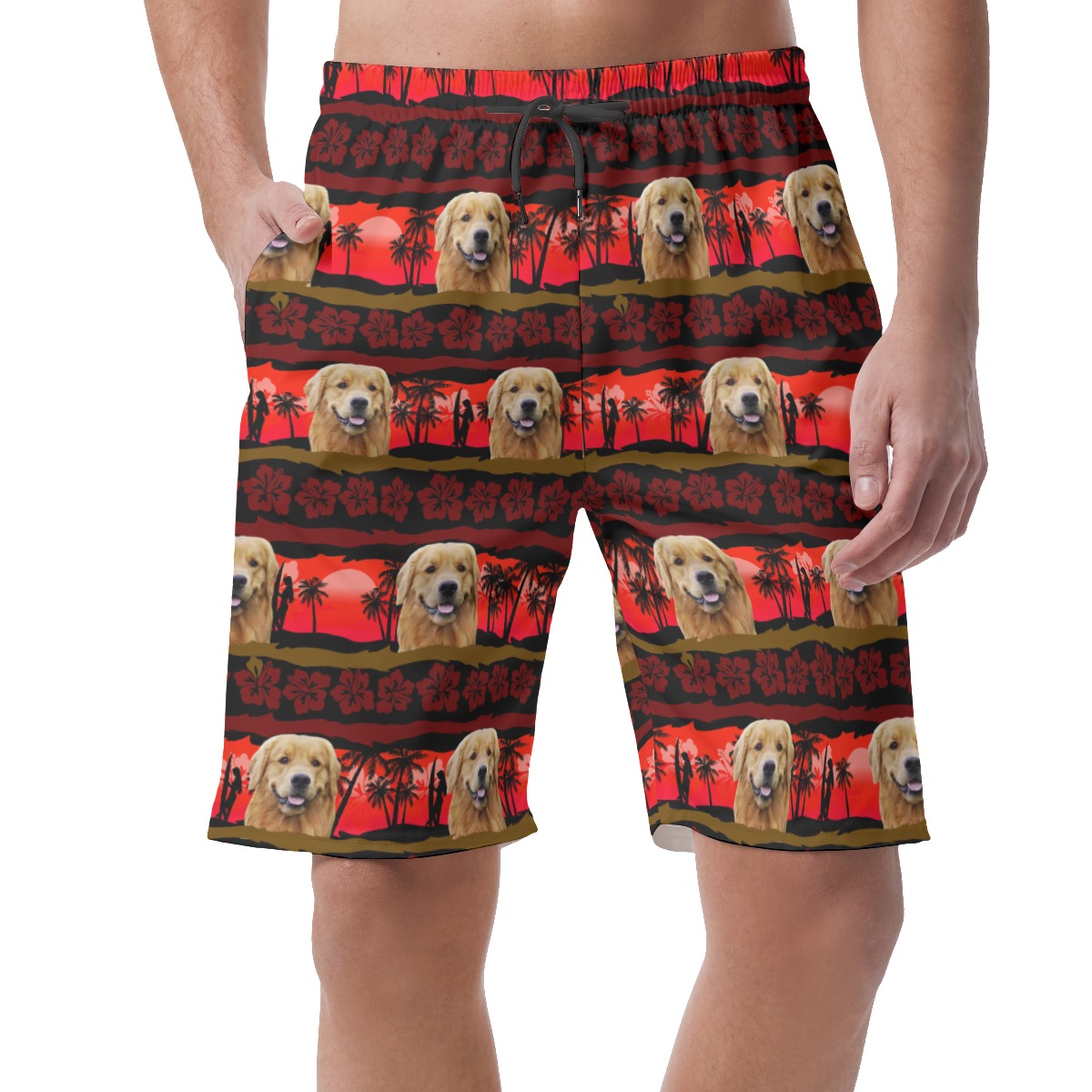 Custom Vintage Hawaiian Beach Shorts With Dog Face - variant image 1