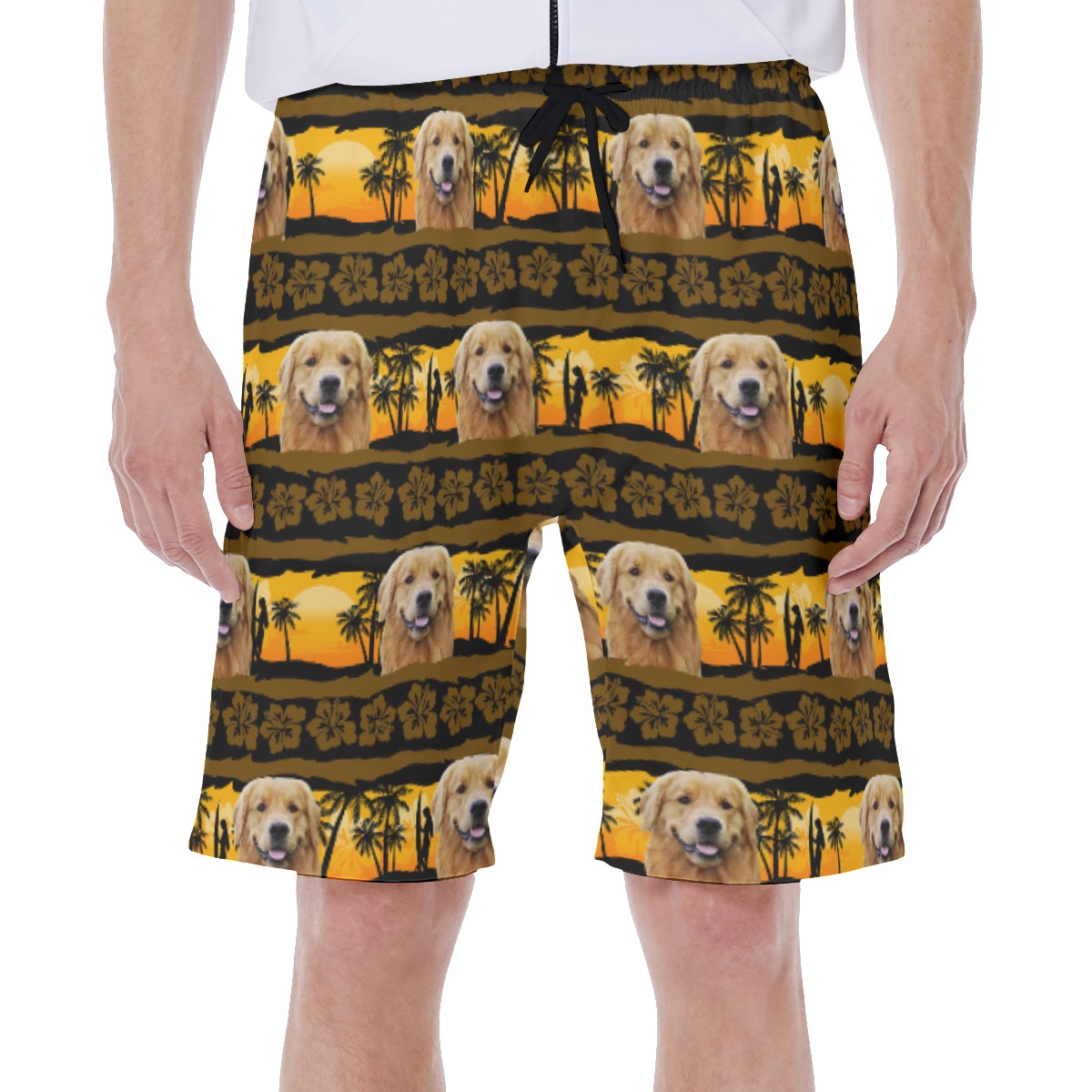 Customized Hawaiian Swim Trunks With Dog Face - variant image 1
