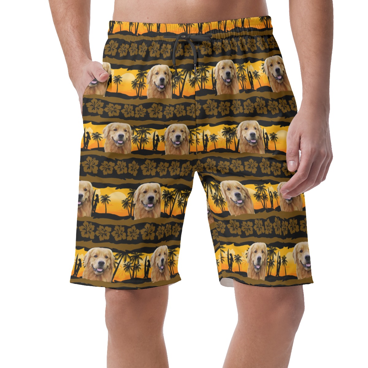 Funny Custom Vintage Hawaiian Beach Shorts With Dog Face - variant image 1