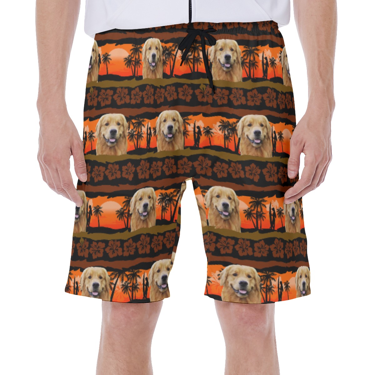Custom Vintage Hawaiian Swim Trunks With Dog Face - variant image 1