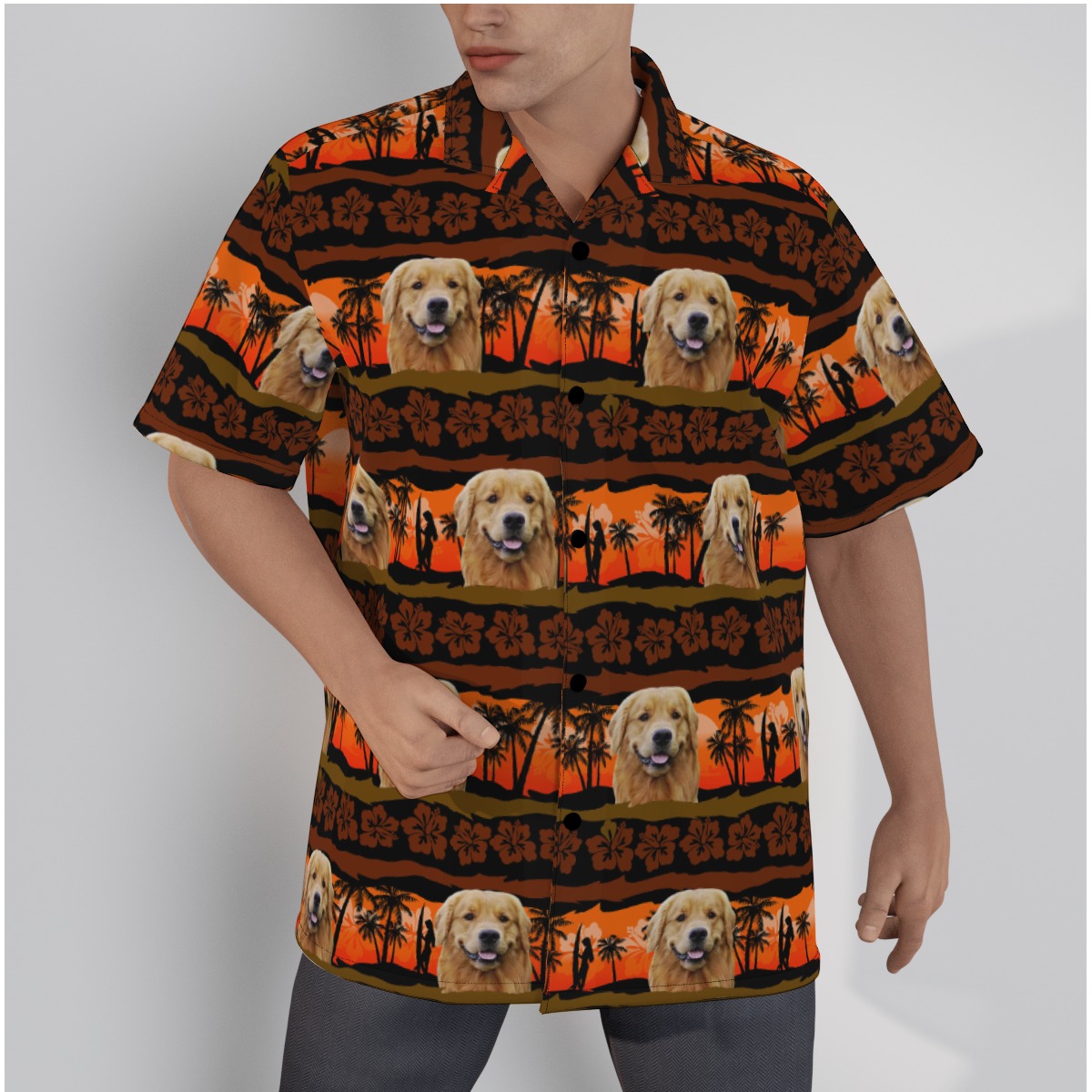 Funny Custom Dog Face Vintage Hawaiian Shirt - variant image 1