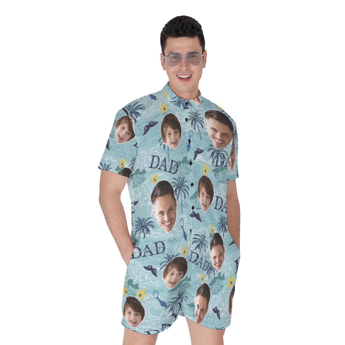 Custom Face Father's Day Hawaiian Romper For Women - variant image 1