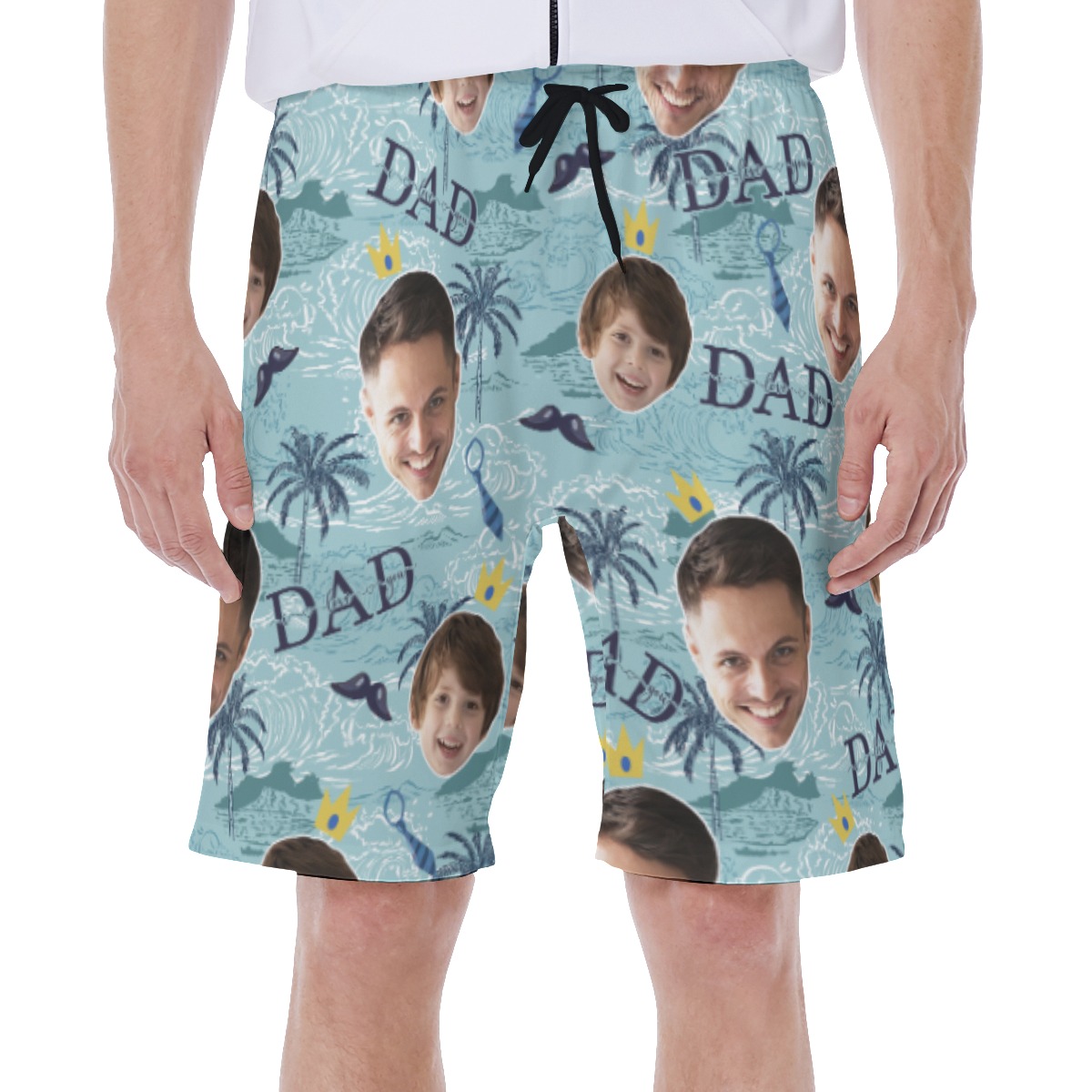Funny Custom Face Father And Kid Hawaiian Swimwear - variant image 1