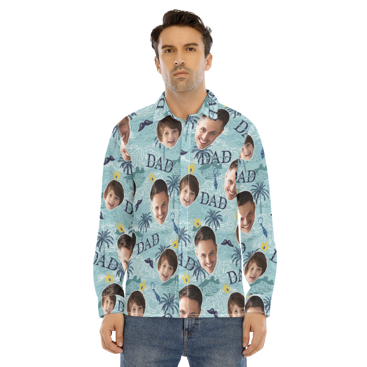 Custom Long Sleeve Hawaiian Shirt With 2 Faces For Father's Day - variant image 1
