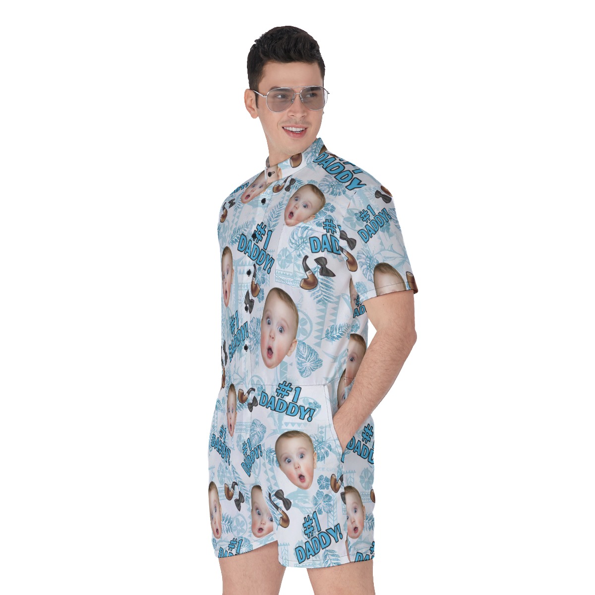 Funny Custom Face #1 Dad Hawaiian Romper