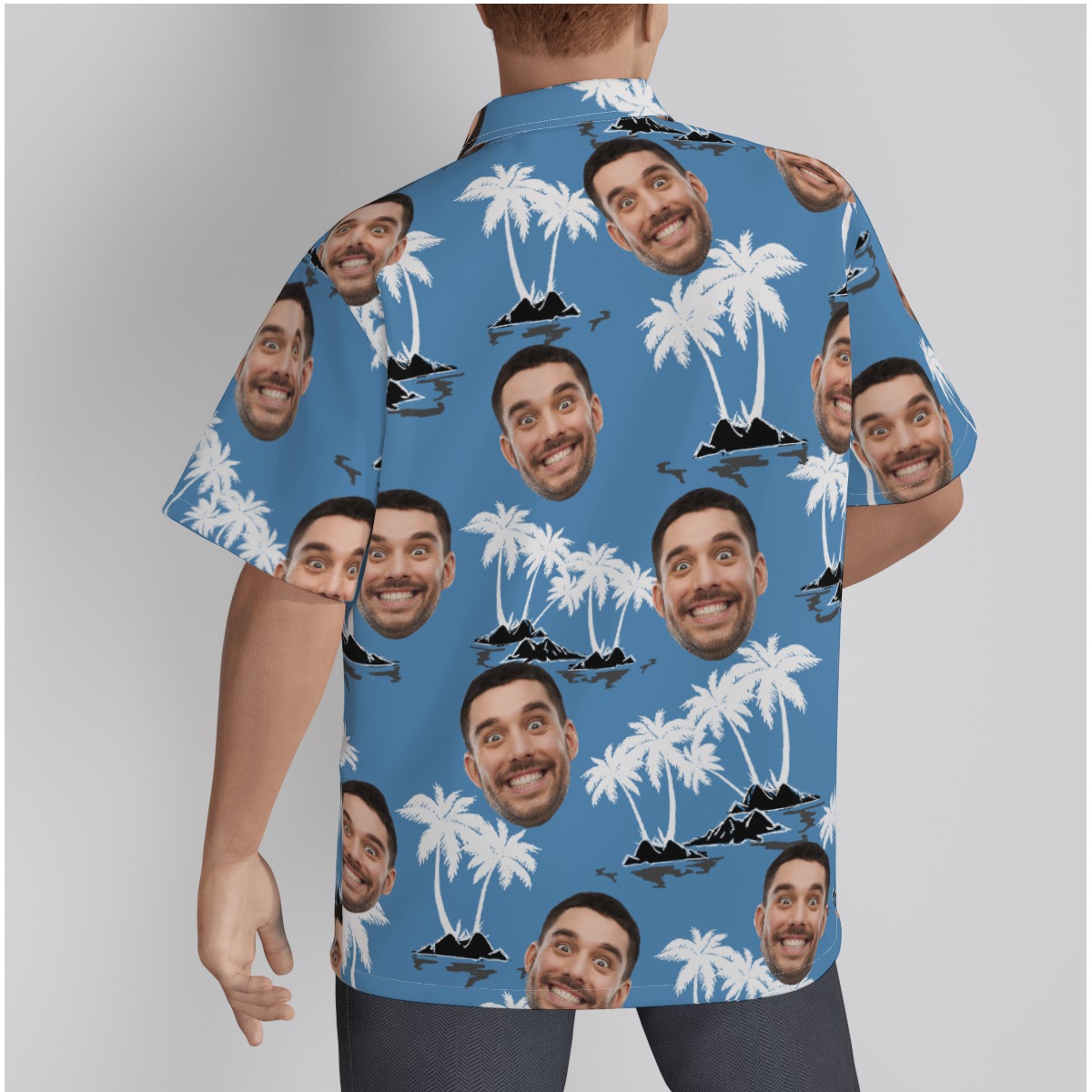 Palm Tree Custom Face Blue Hawaiian Shirt