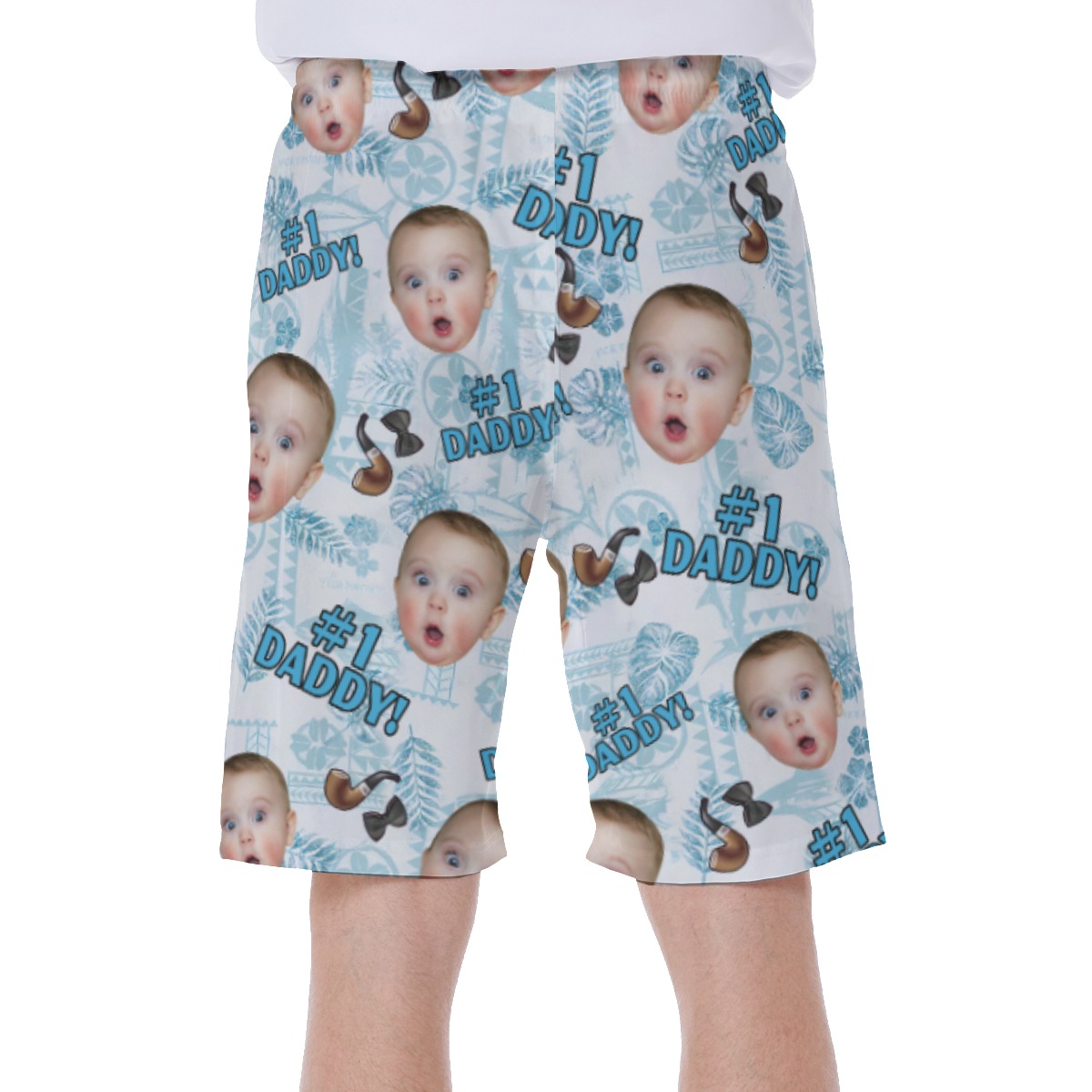 Custom Face Happy Father's Day Hawaiian Swim Trunks For Men