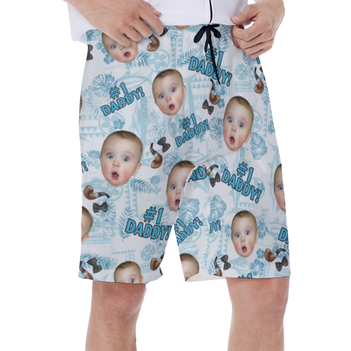 Custom Face Happy Father's Day Hawaiian Swim Trunks For Men