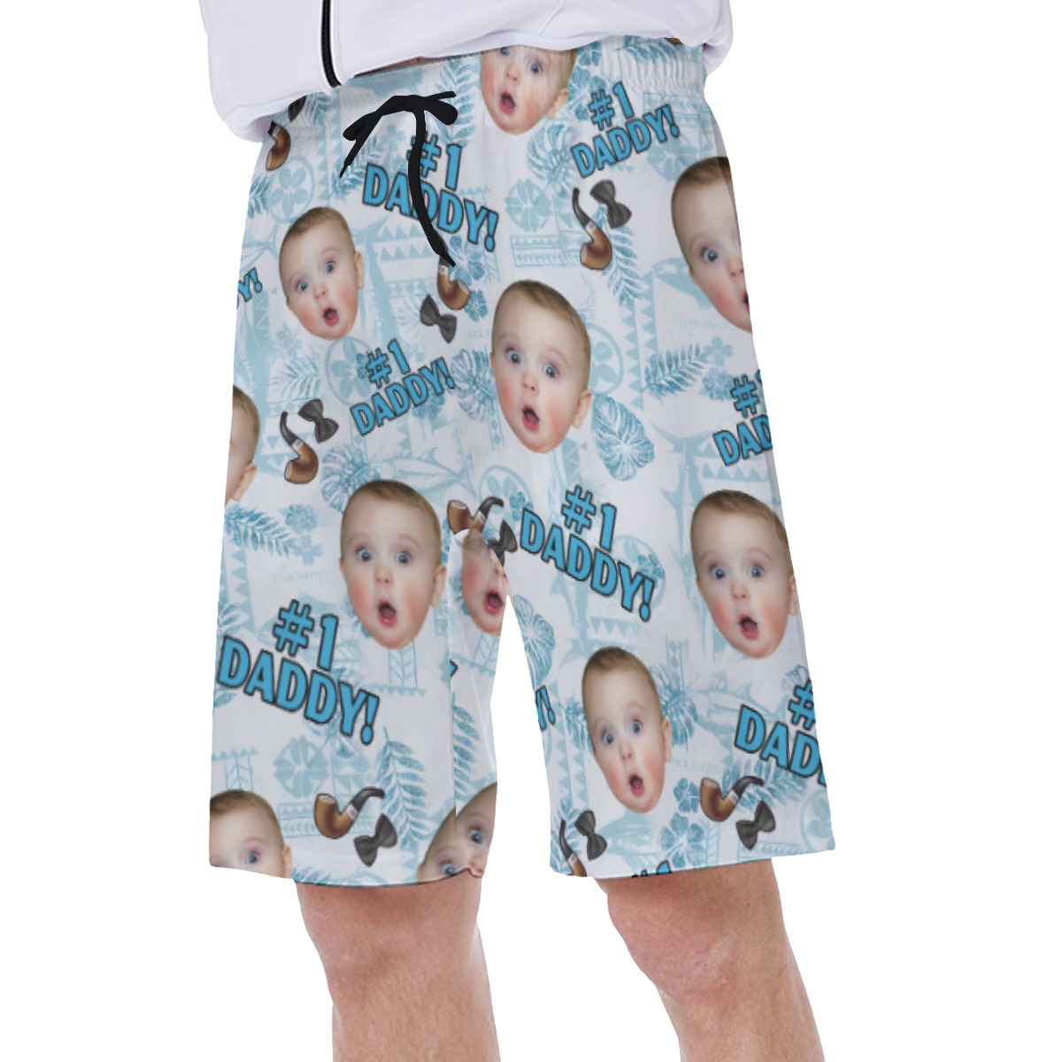 Custom Face Happy Father's Day Hawaiian Swim Trunks For Men