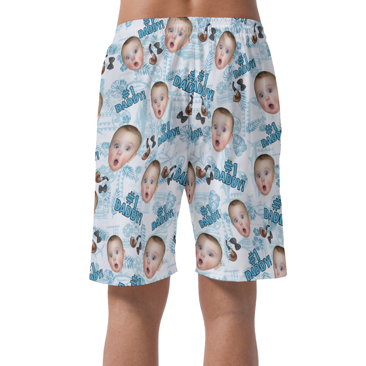 Cute Custom Face #1 Dad Hawaiian Beach Shorts For Men