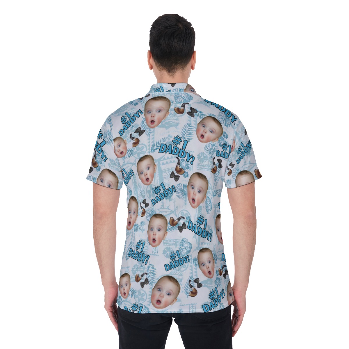Custom Face Number 1 Dad Hawaiian Polo Shirt For Men