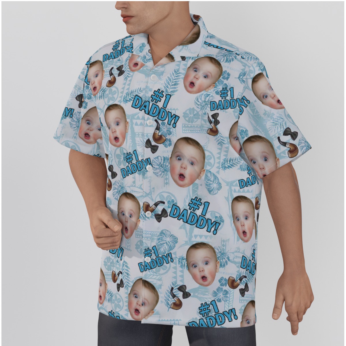 Funny #1 Dad Custom Face Hawaiian Shirt