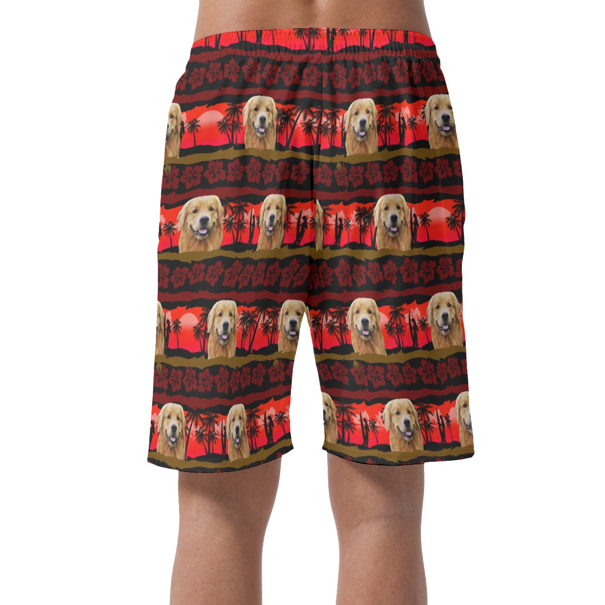 Custom Vintage Hawaiian Beach Shorts With Dog Face