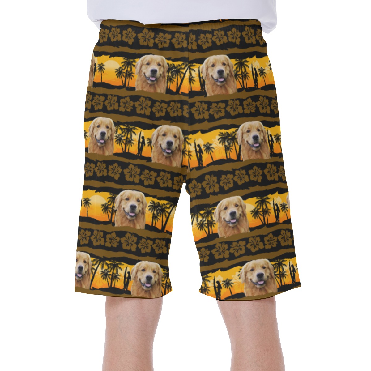 Customized Hawaiian Swim Trunks With Dog Face
