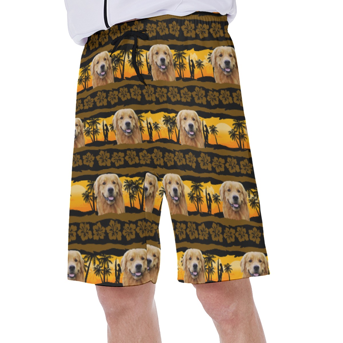 Customized Hawaiian Swim Trunks With Dog Face