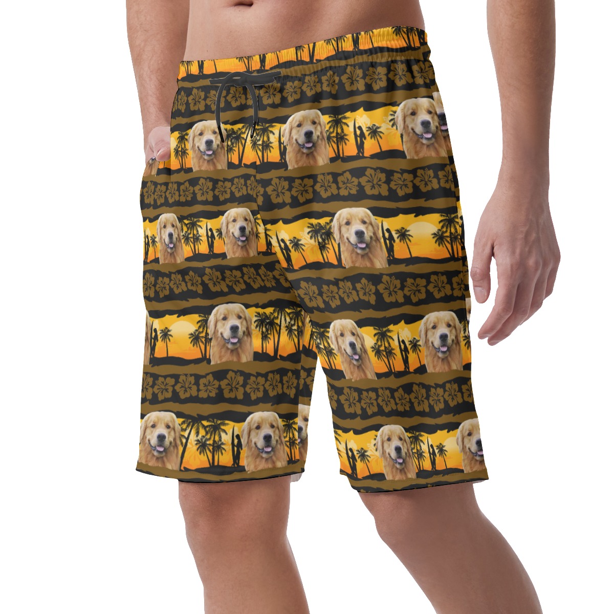 Funny Custom Vintage Hawaiian Beach Shorts With Dog Face