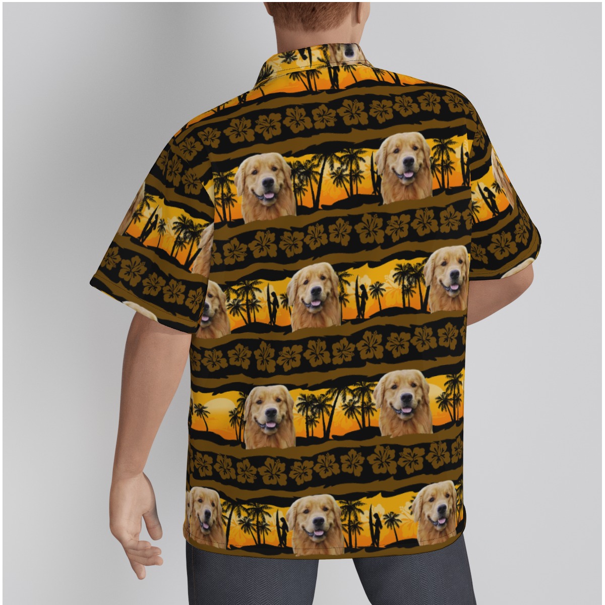 Custom Dog Face Yellow Hawaiian Shirt