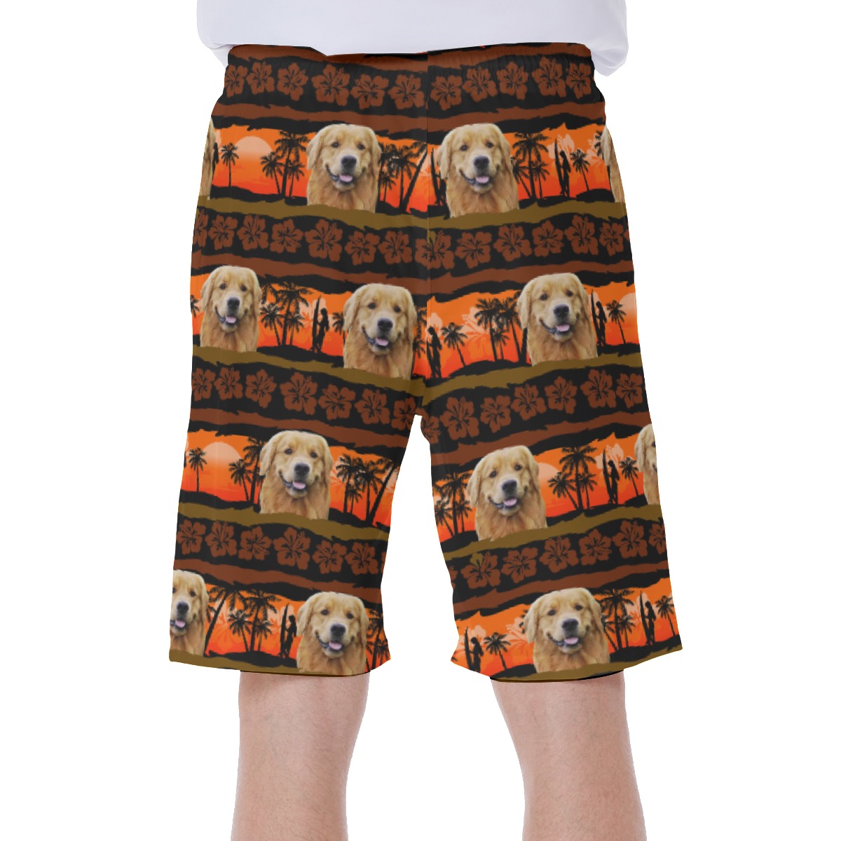 Custom Vintage Hawaiian Swim Trunks With Dog Face