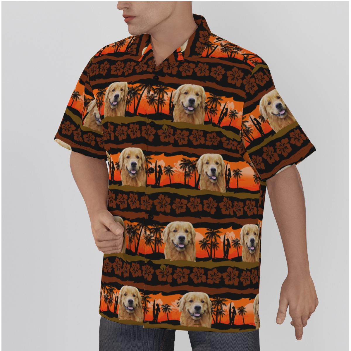 Funny Custom Dog Face Vintage Hawaiian Shirt