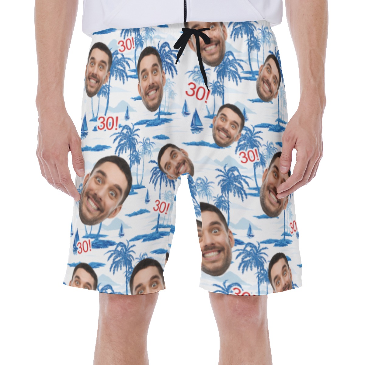 Custom Birthday Hawaiian Swim Trunk With Face And Age - variant image 1