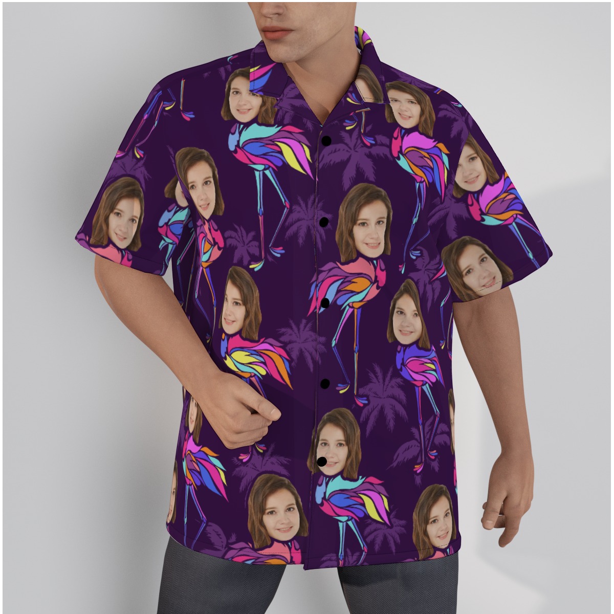 Funny Custom Face Flamingo Hawaiian Shirt - variant image 1