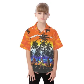 Cute Bigfoot On Beach Hawaiian Shirt For Kids