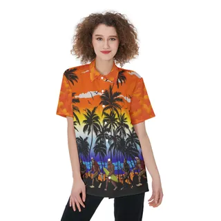 Tropical Palm Tree Bigfoot Hawaiian Shirt For Women