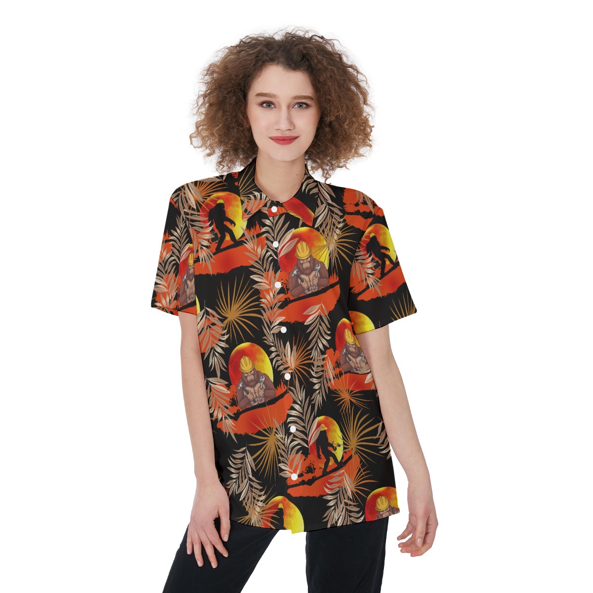 Cool Bigfoot Worker Tropical Hawaiian Shirt For Women - variant image 1