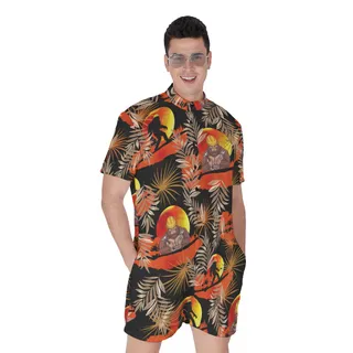 Iron Worker Bigfoot Tropical Hawaiian Romper For Men