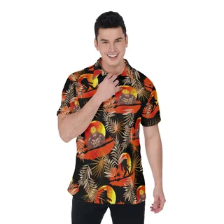 Tropical Bigfoot Construction Hawaiian Polo Shirt