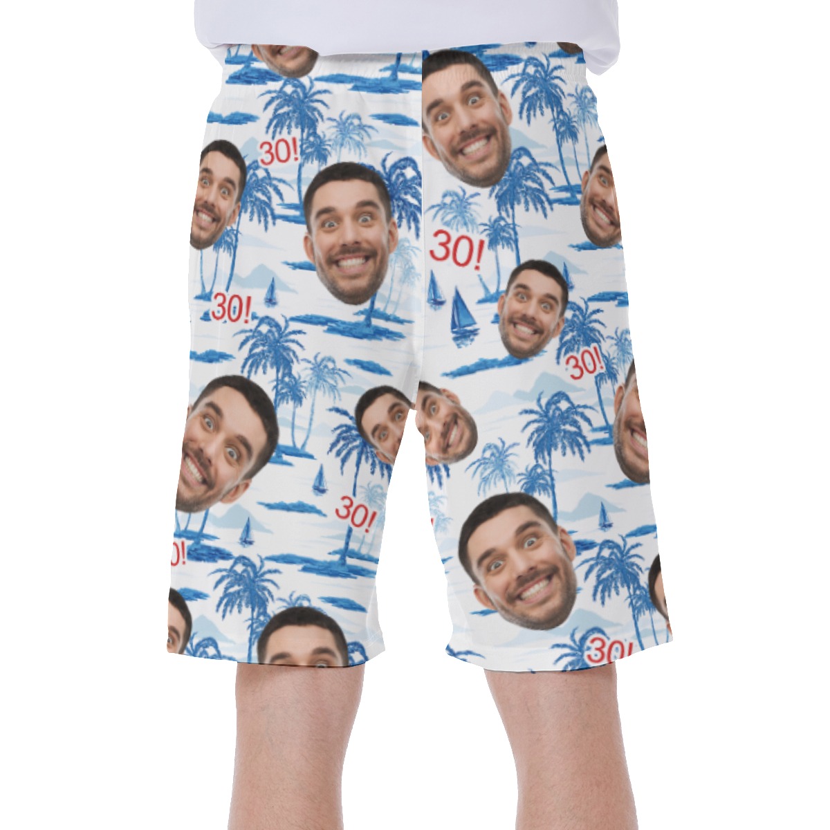 Custom Birthday Hawaiian Swim Trunk With Face And Age