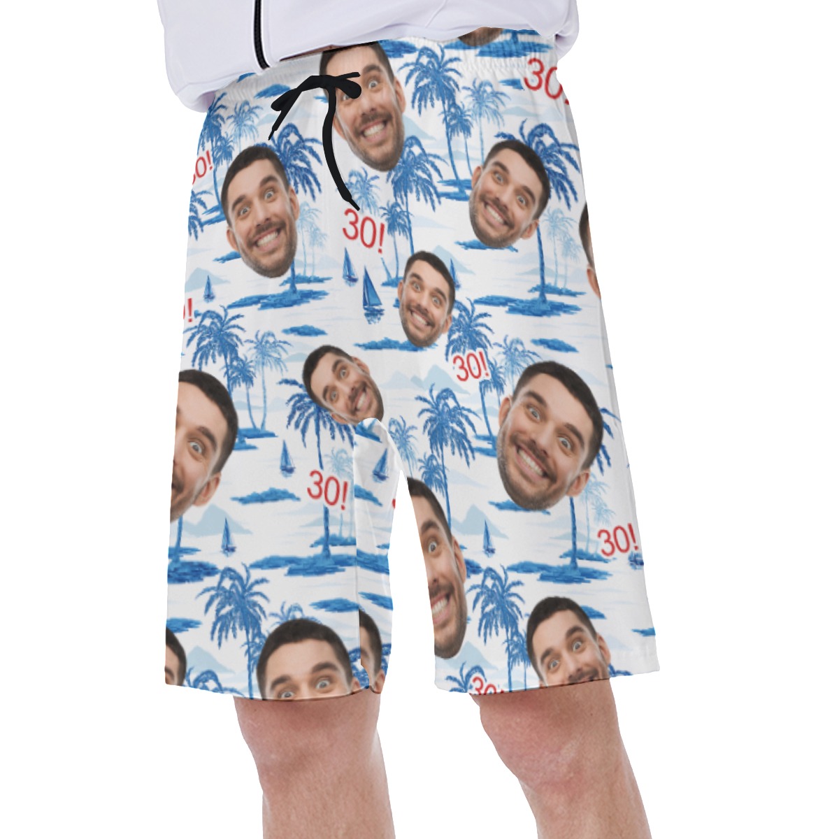 Custom Birthday Hawaiian Swim Trunk With Face And Age