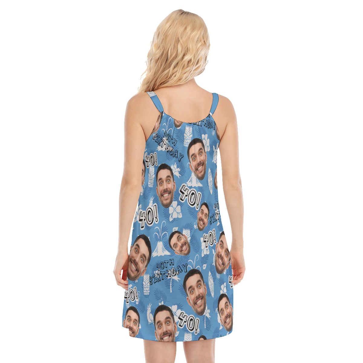 Custom Face Birthday Blue Hawaiian Cami Dress