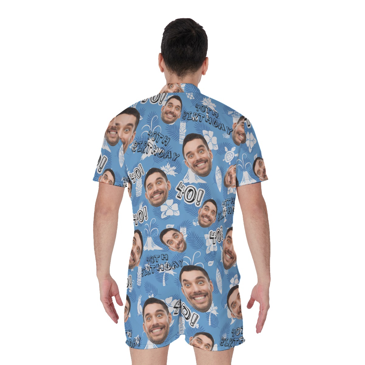 Vintage Custom Face Birthday Hawaiian Romper For Men